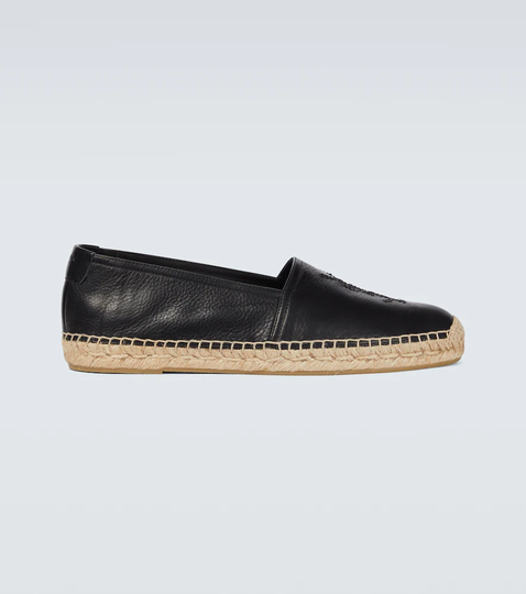 Monogrammed leather espadrilles