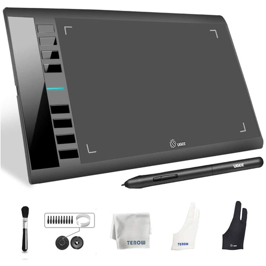 Graphics Tablet M708 UGEE 10 x 6 inch Large Active Area Drawing Tablet with 8 Hot Keys, 8192 Levels Pen, UGEE M708 Graphic...