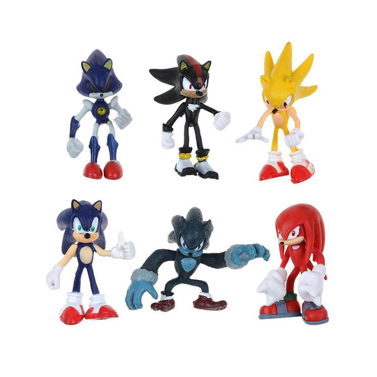 (#2-Sonic) 6pcs Cute Sonic the Hedgehog Game Action Figures Kids Boy Girl Toy Set Gift