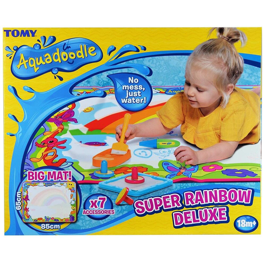 Aquadoodle Super Rainbow Deluxe Large Water Doodle Mat, Official TOMY No Mess Colouring & Drawing Game, Suitable for Toddlers and Children From 18 Mon