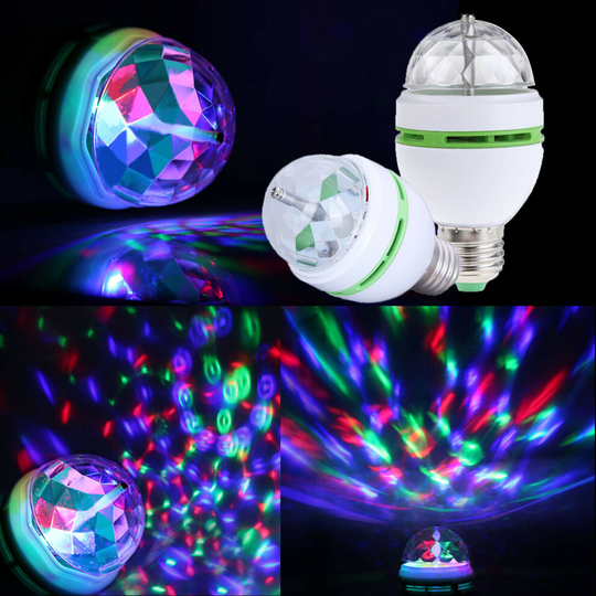 RGB LED Crystal Ball Rotating Stage Light Bulbs E27 3W Disco Party Xmas Lamp