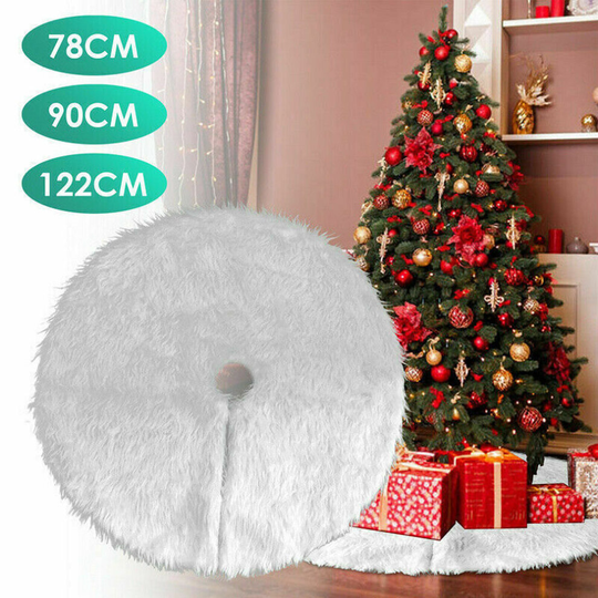 (122cm) Christmas Tree Skirt Faux Fur Floor Mat Ornaments