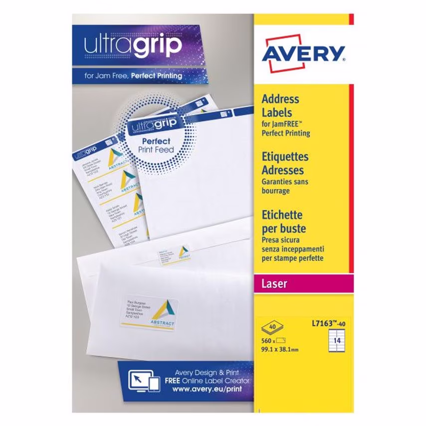 Avery Laser Address Label 99.1x38.1mm 14 Per A4 Sheet White (Pack 560 Labels) L7