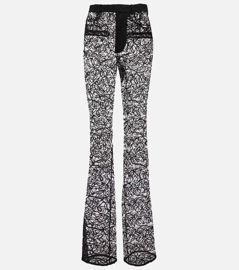 High-rise flared lace pants