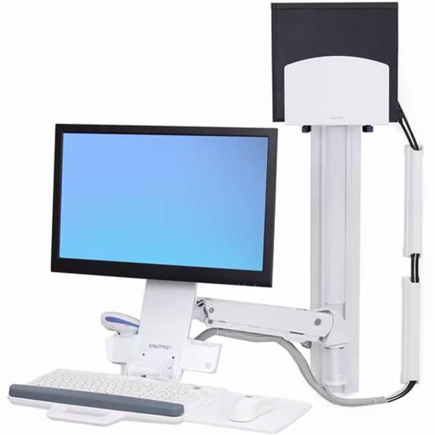 Ergotron Styleview Sit-Stand Combo System With Medium White Cpu Holder - Mountin