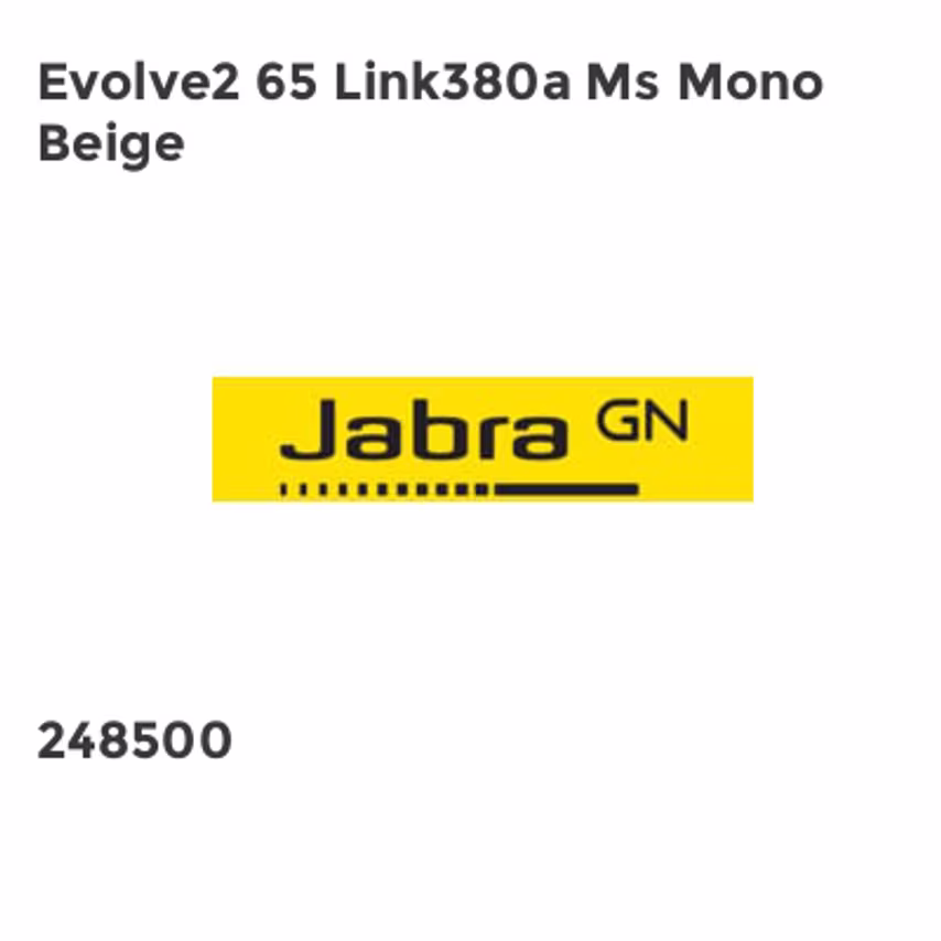 Jabra Evolve2 65 Link380a Ms Mono Beige