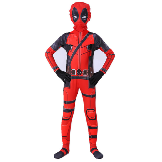 (6-7 Years) Kids Children Superheroes Costume Deadpool Full Body Halloween Fancy Cosplay Set