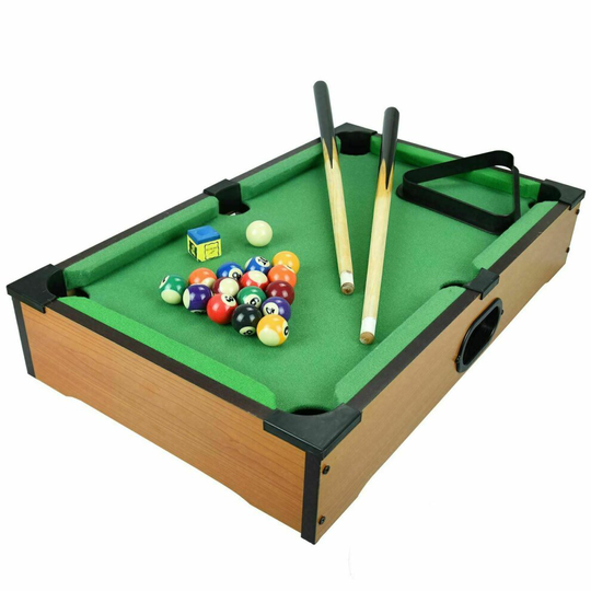 Mini Wooden Table Top Pool Billiards Snooker & Brush Family Fun Game