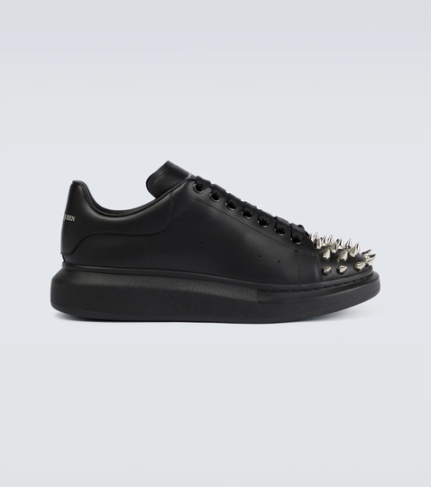 Oversized stud-embellished leather sneakers