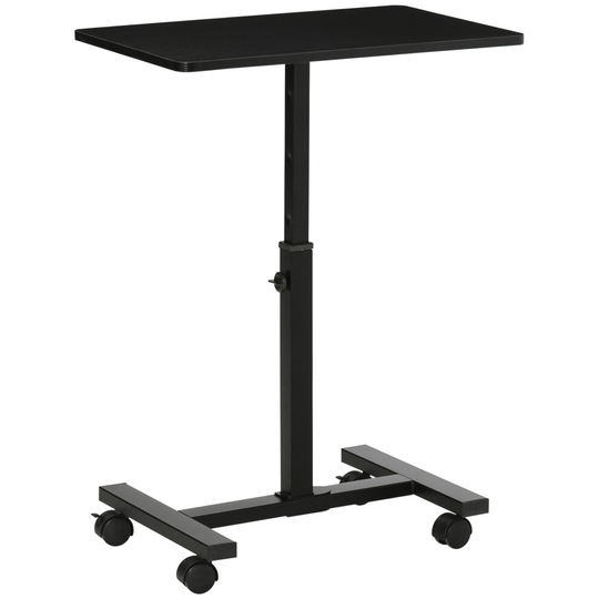 HOMCOM Mobile Laptop Table, End Table w/ Wheel Height Adjustable Black