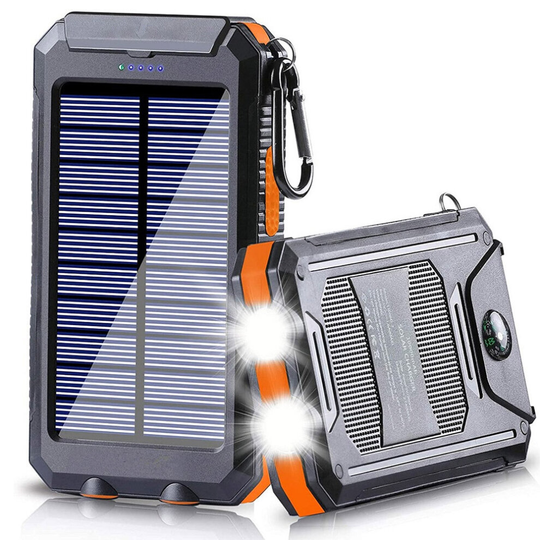 30000mAh Solar Power Bank Waterproof 2 USB LED Phone Battery Charger