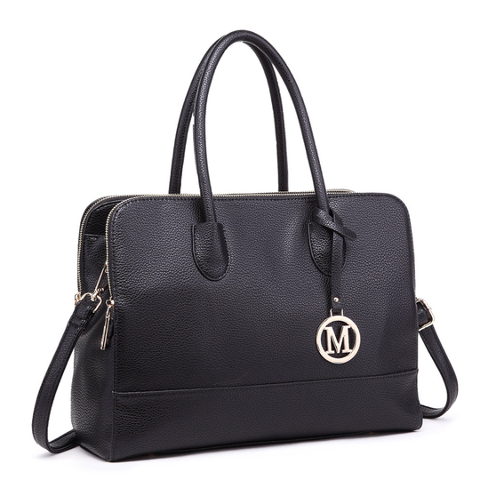 (Black) Miss Lulu Women Handbag Laptop Shoulder Bag Tote Navy