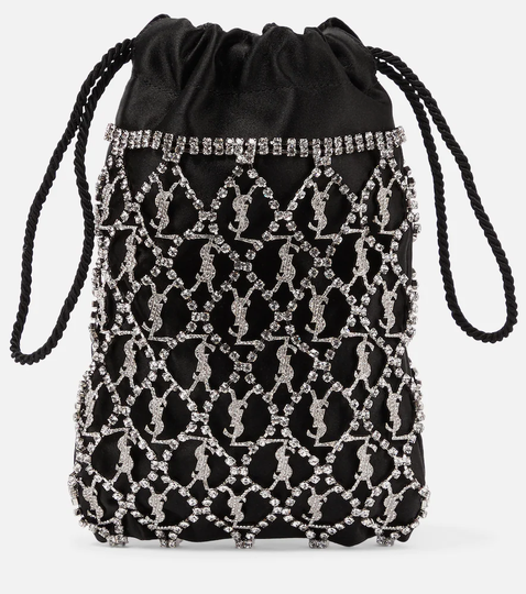Crystal-embellished pouch