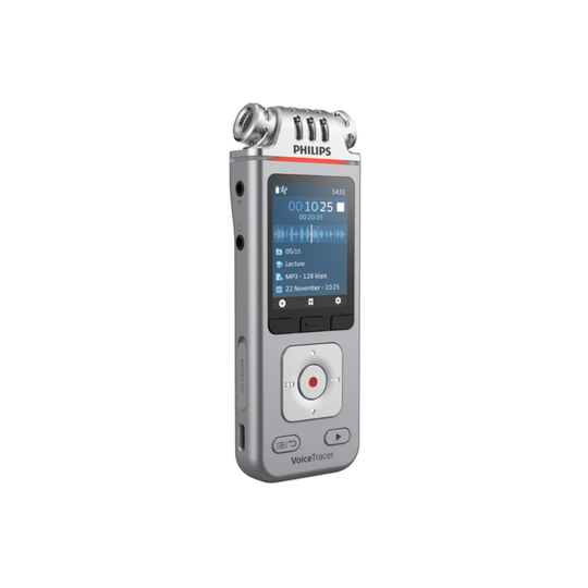 Philips DVT4110 8GB Digital VoiceTracer 3MIC Audio Recorder with Smartphone App - Silver/Chrome