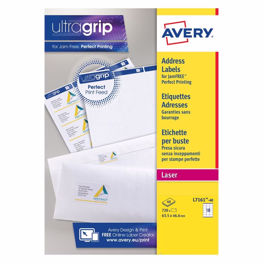 Avery Avery Laser Address Label 63.5x46.6mm 18 Per A4 Sheet White (Pack 720 Labe