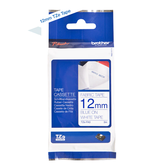 Brother Brother Blue On White Label Tape 12mm x 3m - TZEFA3