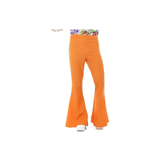 Medium Orange Mens Flared Trouser - flared trousers mens fancy dress disco costume flares 70s orange 60s adult hippie retro 1970s 1960s groovy