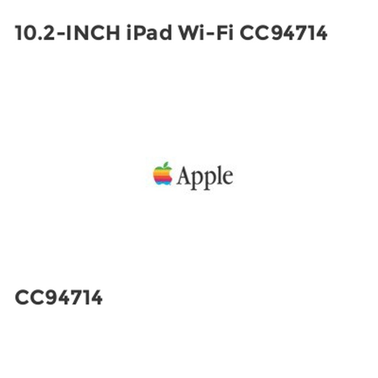 Apple 10.2-INCH iPad Wi-Fi CC94714