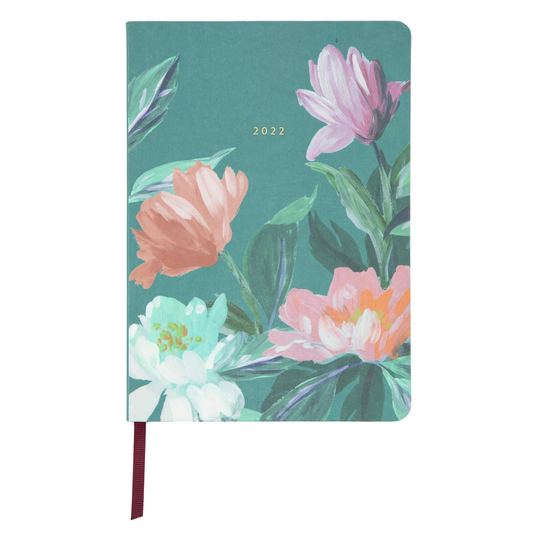 Habitat A5 Week To View Teal Floral Diary