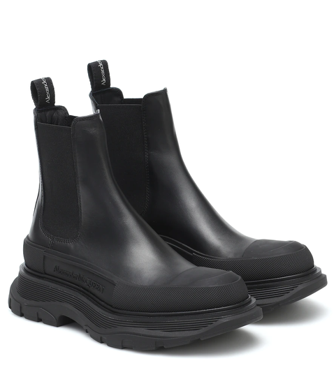 Tread leather ankle boots