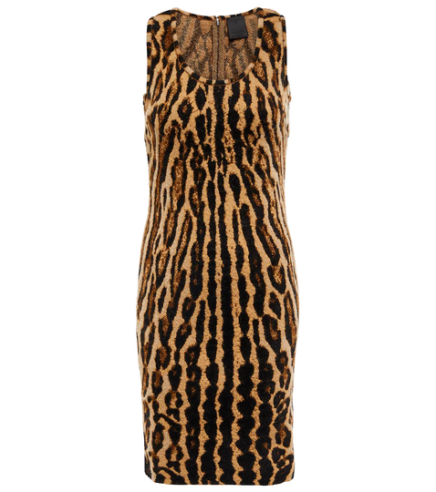 Leopard-print mohair-blend minidress