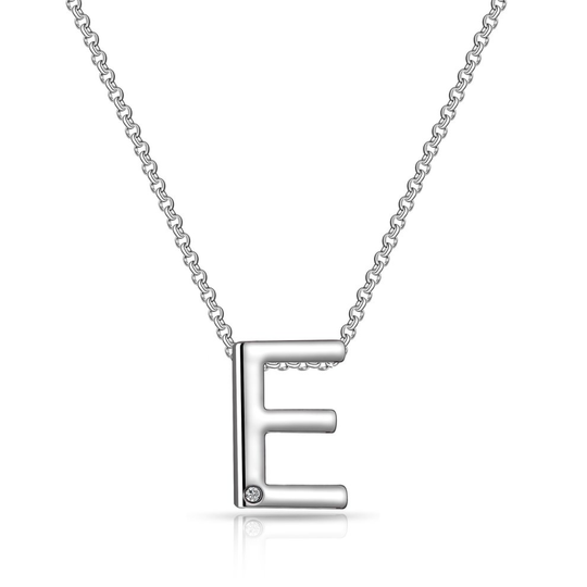 Initial Necklace Letter E Created with Swarovski Crystals