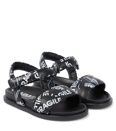 Printed leather sandals