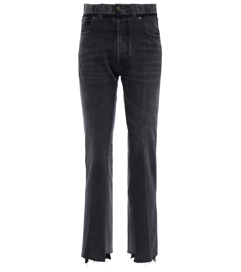 Asymmetric high-rise straight jeans