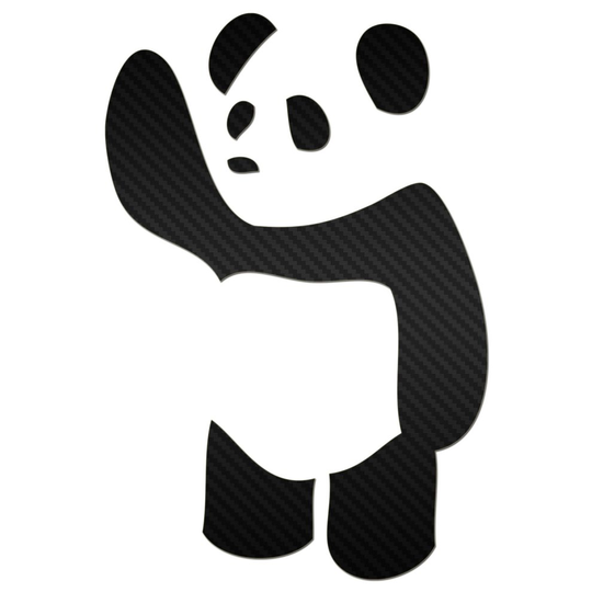 (Carbon Black, 100mm) Waving Panda Car Sticker Wall Window Laptop Phone Premium Grade Waterproof Vinyl