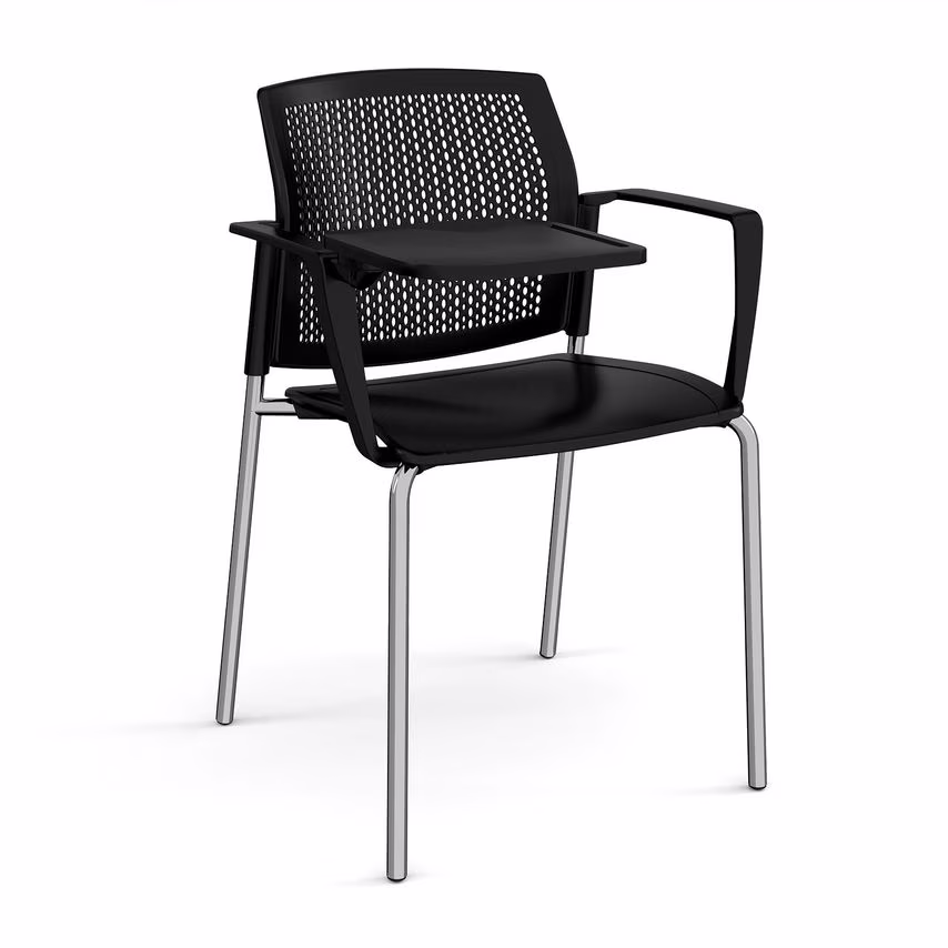 Dams MTO Santana 4 Leg Stacking Chair with Plastic Seat and Perforated Back, Chr