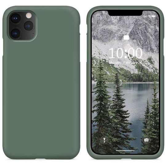 (Green, For Apple iPhone 11 Pro) Silicone Shockproof Soft Matte Back Phone Case Glass Screen Protector For Apple