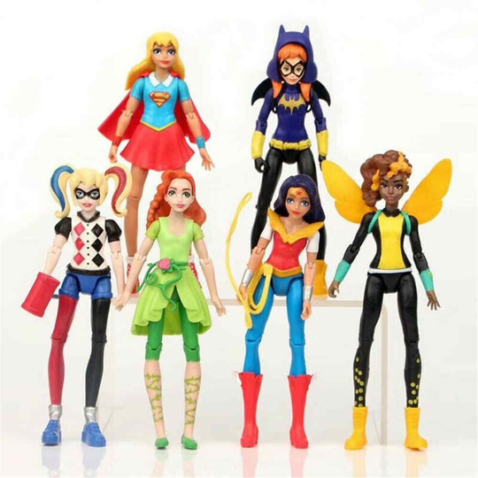 6PCS DC COMICS SUPER HERO GIRLS HARLEY POISON IVY BATGIRL BUMBLEBEE FIGURES TOY