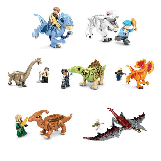 16PCS Dinosaur Figure Adventurer Figure Dinosaur Adventure Assembled Building Blocks Boy Fit Lego