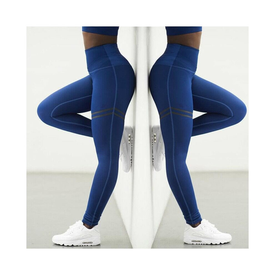 (Blue, M / UK 8-10) Womens Fitness Yoga Gym Sport High Waist Shapewear Exercise Activewear Leggings