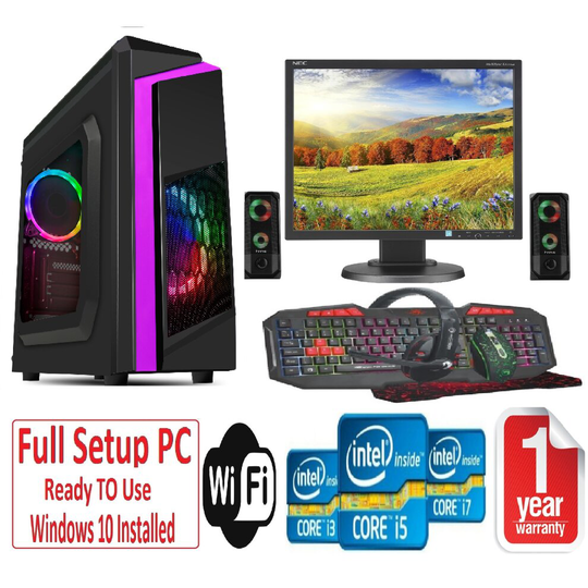 Fast GAMING PC Bundle - i5 16GB RAM 1TB+240GB SSD GTX1050TI 4GB - Speakers - F3 PURPLE RGB