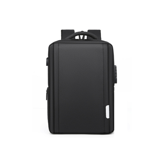 17.3 Inch Waterproof Backpack Laptop Bag Anti-theft Backpack School Bag with USB Charging Hole Password Lock-Black