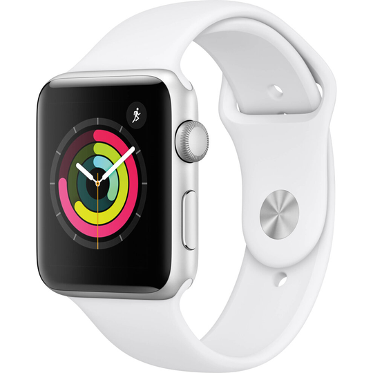 Apple Watch Series 3 42mm Smartwatch (GPS Only, Silver Aluminum Case, White Sport Band)