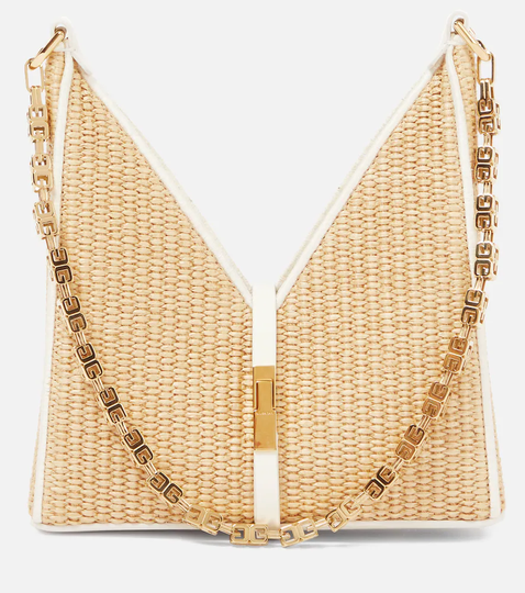 Cut Out Mini raffia shoulder bag