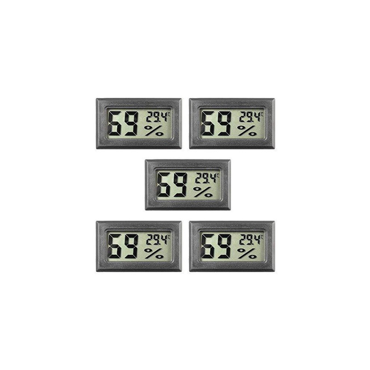 Mini Hygrometer, 5-Pack Thermometer Hygrometer Digital LCD Monitor Indoor Outdoor Humidity Meter Gauge for Humidifiers Dehumidifiers Greenhouse Base