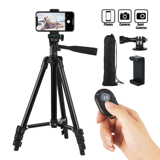Hitch Phone Tripod, 42 Inch 106cm Aluminum Lightweight Tripod for iphone/Samsung/Huawei Smartphone, Camera with Bluetooth Remote Control, Carrying...