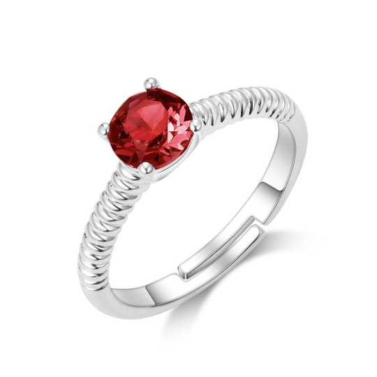 Red Adjustable Crystal Ring Created with Swarovski Crystals