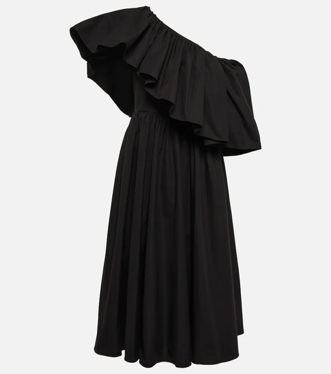 Ruffled cotton poplin midi dress