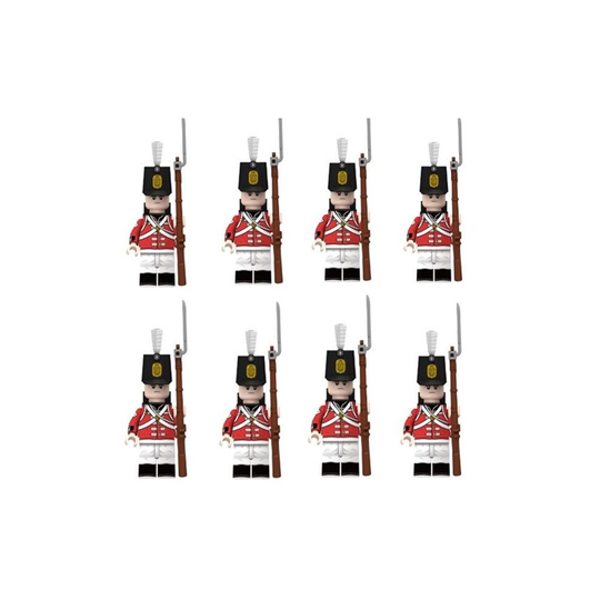 (British Fusilier-B) 8PCS Minifigures Military Building Blocks British Line Infantry Rifles scottish bagpiper Military Games Sand Tables Collections