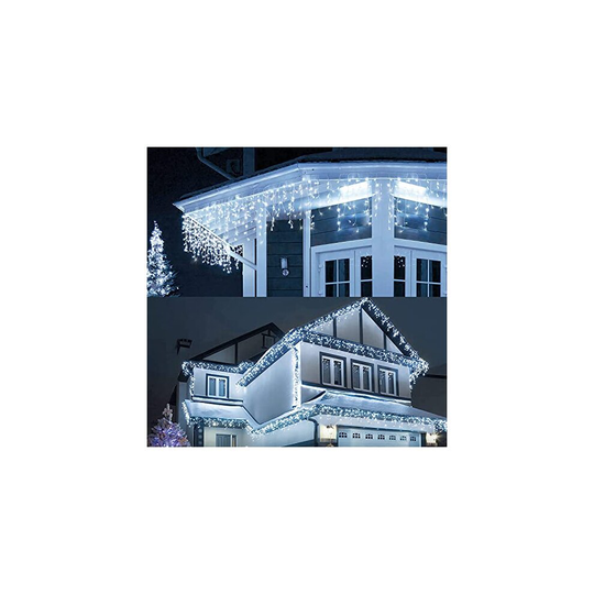 LIGHTNUM 9M/29.53FT Christmas Icicle Lights Plug in, Cool White with 8 Modes, Memory Function, Timer, IP44 Waterproof for Window, Party, Xma