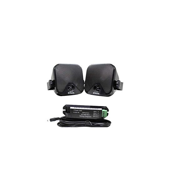 Herdio 120W Bluetooth Outdoor Speakers Waterproof Surface Mounted For Marine Boat ATV UTV Heavy Duty Powersports Vehicles Backyard Black