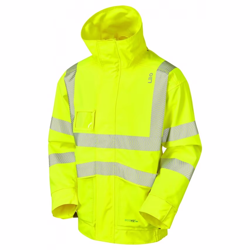 Leo Workwear Dartmoor ISO 20471 Cl 3 Ecoviz 10K Breathable Bomber Jacket HV Yell