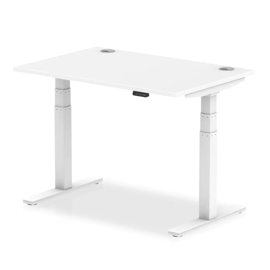 Dynamic Air 1200/800 White Height Adjustable Desk with Cable Ports with White Le