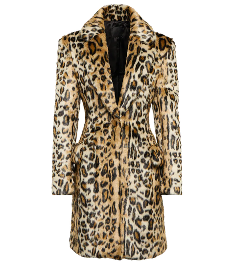 Leopard-print faux fur coat