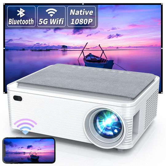 ProTech 5G WiFi Bluetooth LED Projector, 1080P Full HD Support, Home Video Cinema Sound, Compatible with TV Stick, Mobiles, Laptop, PS4