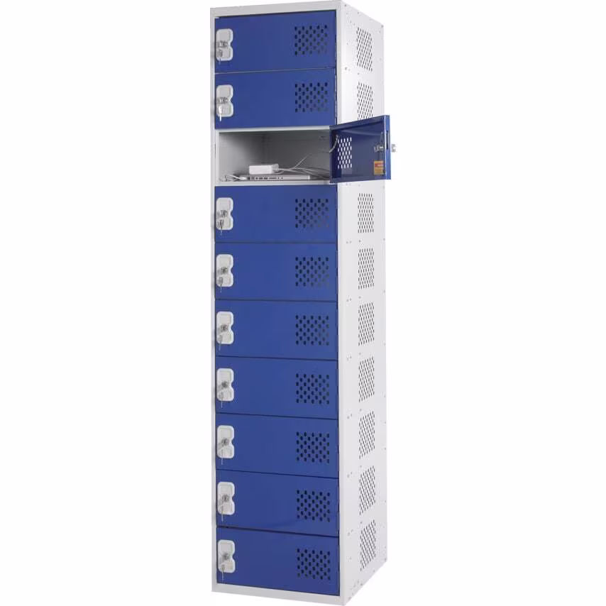 Matlock 10 DR 10 Laptop Chg Locker 1800 x 450 x 450 Sloping Top - Dark Grey